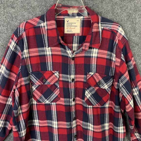 American Eagle Men XXL Athletic Fit Heavy Flannel Shirt  Button Up Warm Cozy - Picture 6 of 14